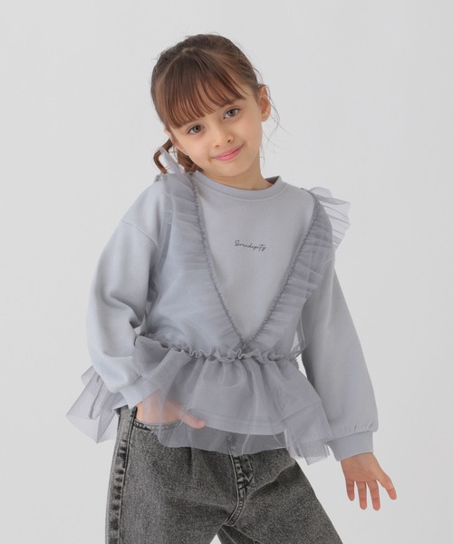 GLOBAL WORK(グローバルワーク)の「チュールセット裏毛プルオーバー/T/288527(スウェット・キッズ・グレー×サックスブルー/ホワイト×ホワイト・110cm/120cm/100cm)」の8枚目の写真
