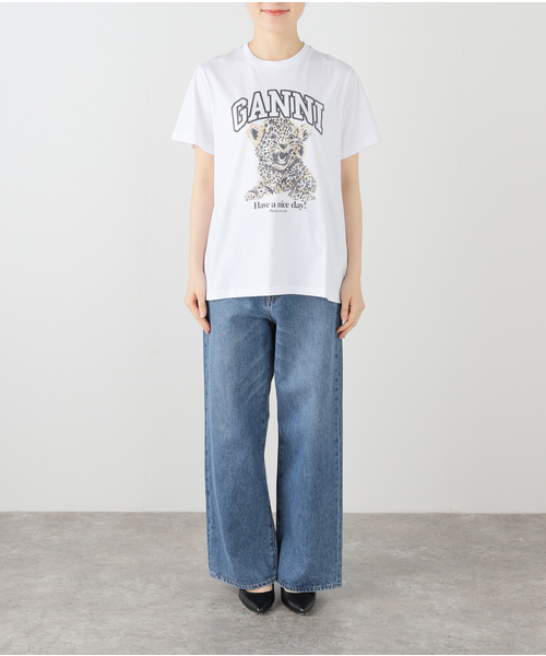 GANNI / ガニー Basic Jersey Leopard Relaxed Tシャツ（Tシャツ