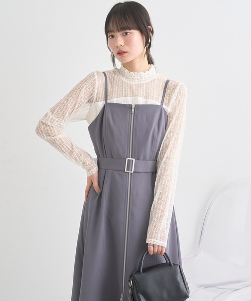 earth music&ecology（アースミュージックアンドエコロジー）の「ダブルジップキャミワンピース（ワンピース・レディース・ライトグレー/ベージュ/ブラック・FREE）」の8枚目の写真