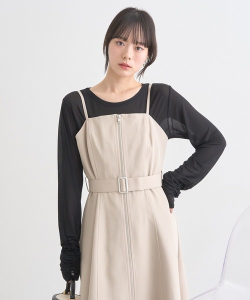 earth music&ecology（アースミュージックアンドエコロジー）の「ダブルジップキャミワンピース（ワンピース・レディース・ライトグレー/ベージュ/ブラック・FREE）」の13枚目の写真