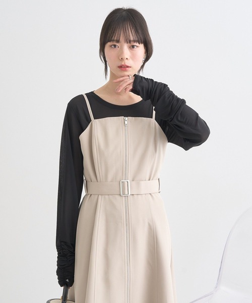 earth music&ecology（アースミュージックアンドエコロジー）の「ダブルジップキャミワンピース（ワンピース・レディース・ライトグレー/ベージュ/ブラック・FREE）」の14枚目の写真