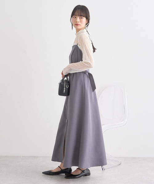 earth music&ecology（アースミュージックアンドエコロジー）の「ダブルジップキャミワンピース（ワンピース・レディース・ライトグレー/ベージュ/ブラック・FREE）」の5枚目の写真