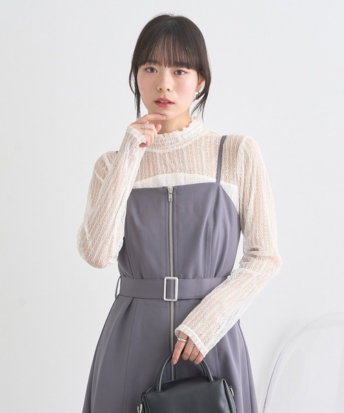 earth music&ecology（アースミュージックアンドエコロジー）の「ダブルジップキャミワンピース（ワンピース・レディース・ライトグレー/ベージュ/ブラック・FREE）」の9枚目の写真