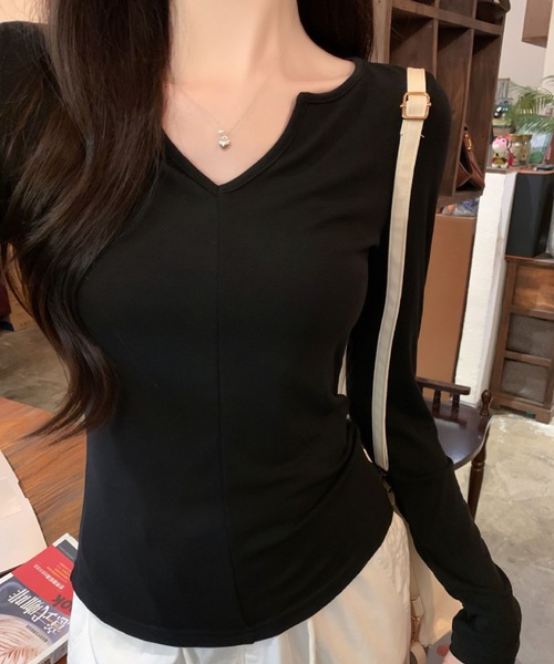 2ly2(トゥーリートゥー)の「着回し力抜群♪ベーシックデザイン長袖カットソー(Tシャツ/カットソー・レディース・グレー/ブラック・FREE)」の5枚目の写真