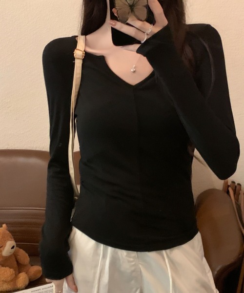 2ly2(トゥーリートゥー)の「着回し力抜群♪ベーシックデザイン長袖カットソー(Tシャツ/カットソー・レディース・グレー/ブラック・FREE)」の8枚目の写真