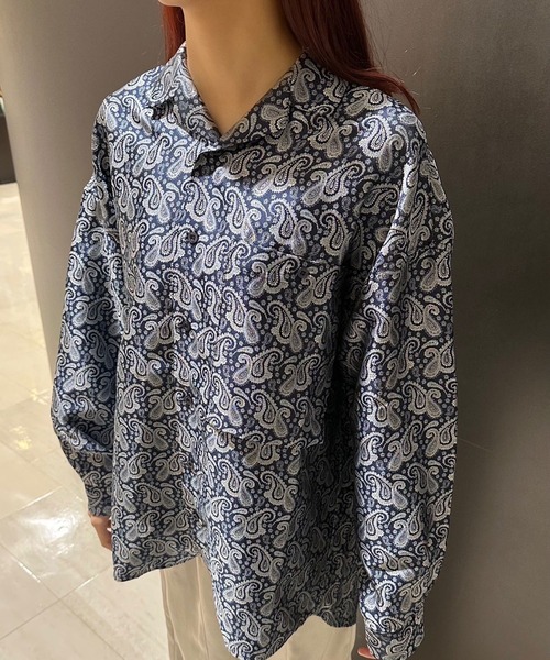 INTERPLAY（インタープレイ）の「【INTERPLAY】Open Collar Over Size Shirt【4：Jacquard Paisley】(UINISEX)（シャツ/ブラウス・メンズ・ボルドー/ネイビー系・FREE）」の4枚目の写真