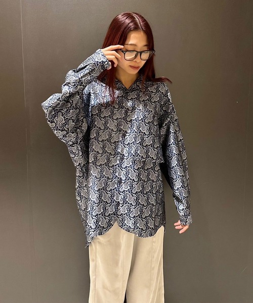 INTERPLAY（インタープレイ）の「【INTERPLAY】Open Collar Over Size Shirt【4：Jacquard Paisley】(UINISEX)（シャツ/ブラウス・メンズ・ボルドー/ネイビー系・FREE）」の7枚目の写真