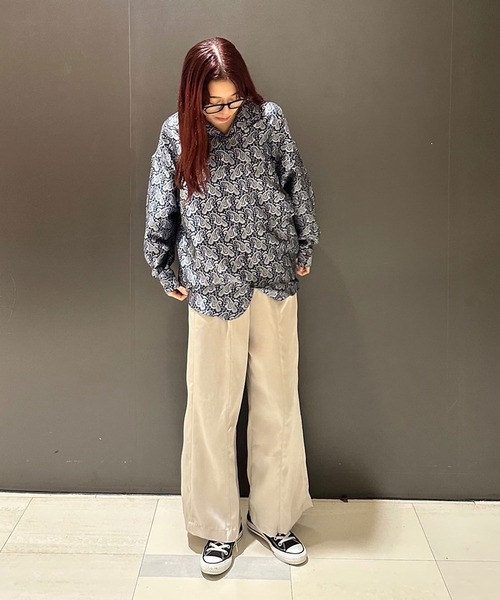 INTERPLAY（インタープレイ）の「【INTERPLAY】Open Collar Over Size Shirt【4：Jacquard Paisley】(UINISEX)（シャツ/ブラウス・メンズ・ボルドー/ネイビー系・FREE）」の8枚目の写真