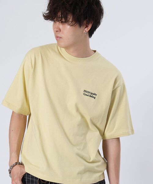 FFEIN(フェイン)の「【FFEIN(フェイン)】ワンポイント刺繍ショート丈Tシャツ / Tシャツ 短丈 クルーネック 半袖 刺繍 ワンポイント(Tシャツ/カットソー・メンズ・ホワイト/レッド/ネイビー/ブラック/ブルー/アッシュグレー/レモンイエロー/モカ/ピンク・SMALL/MEDIUM/LARGE)」の7枚目の写真