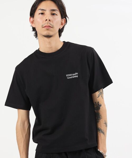 FFEIN（フェイン）】ワンポイント刺繍ショート丈Tシャツ / T