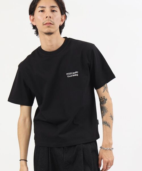 FFEIN（フェイン）】ワンポイント刺繍ショート丈Tシャツ / T