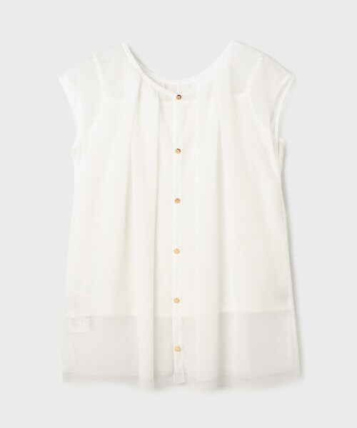 Diagram(ダイアグラム)の「チュールタックノースリーブ(シャツ/ブラウス・レディース・ライトグリーン/ホワイト/ブラック・36)」の10枚目の写真