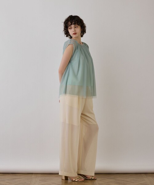 Diagram(ダイアグラム)の「チュールタックノースリーブ(シャツ/ブラウス・レディース・ライトグリーン/ホワイト/ブラック・36)」の14枚目の写真