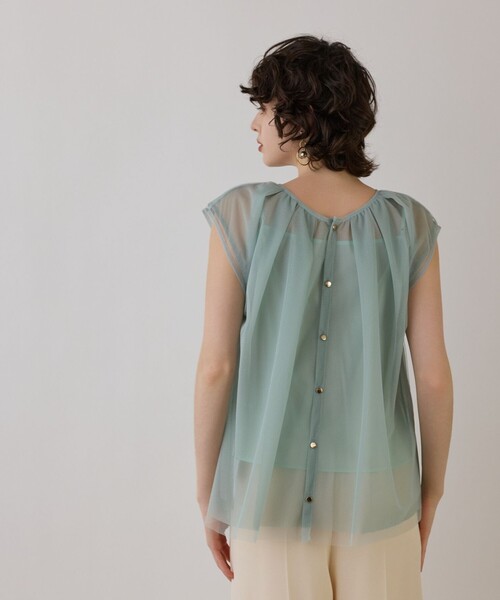 Diagram(ダイアグラム)の「チュールタックノースリーブ(シャツ/ブラウス・レディース・ライトグリーン/ホワイト/ブラック・36)」の15枚目の写真