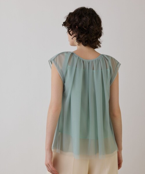 Diagram(ダイアグラム)の「チュールタックノースリーブ(シャツ/ブラウス・レディース・ライトグリーン/ホワイト/ブラック・36)」の18枚目の写真