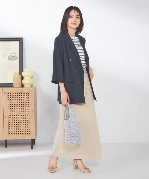 a.v.v（アーヴェヴェ）の「【洗える/UVカット/接触冷感】麻調ナロースカート（スカート・レディース・ベージュ/ネイビー・36/38/40/42/34）」の12枚目の写真