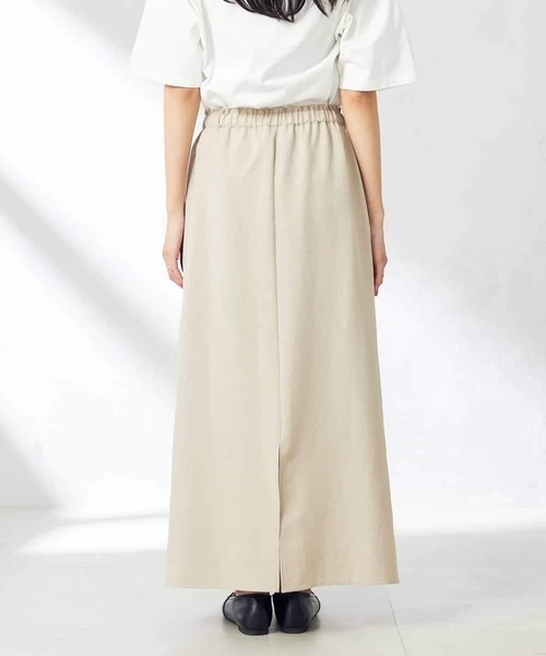 a.v.v（アーヴェヴェ）の「【洗える/UVカット/接触冷感】麻調ナロースカート（スカート・レディース・ベージュ/ネイビー・36/38/40/42/34）」の9枚目の写真