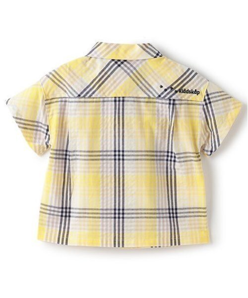 kladskap（クレードスコープ）の「恐竜オーバーサイズチェック半袖シャツ（シャツ/ブラウス・キッズ・イエロー/ブルー・100cm/110cm/120cm/130cm/90cm）」の3枚目の写真