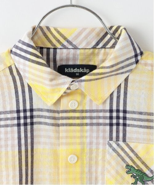 kladskap（クレードスコープ）の「恐竜オーバーサイズチェック半袖シャツ（シャツ/ブラウス・キッズ・イエロー/ブルー・100cm/110cm/120cm/130cm/90cm）」の4枚目の写真