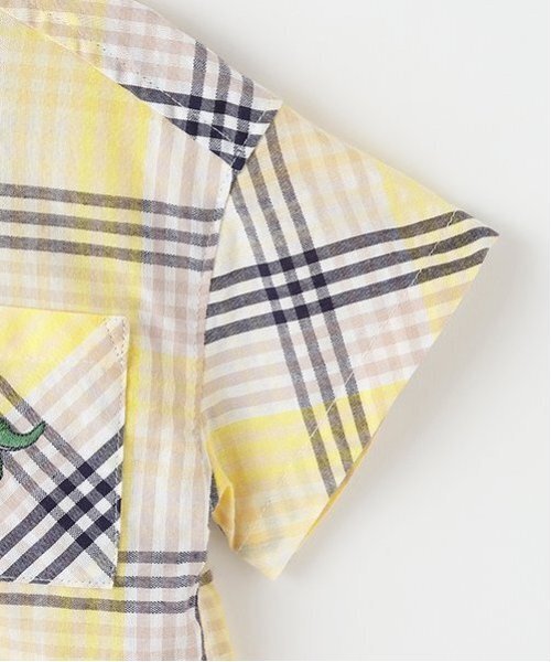 kladskap（クレードスコープ）の「恐竜オーバーサイズチェック半袖シャツ（シャツ/ブラウス・キッズ・イエロー/ブルー・100cm/110cm/120cm/130cm/90cm）」の6枚目の写真