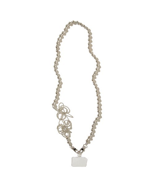 Casselini(キャセリーニ)の「Casselini Flower Beads Mobile Shoulder(キャセリーニ フラワービーズモバイルショルダー)(スマホグッズ・メンズ・ブラック/ホワイト/シルバー・FREE)」の2枚目の写真