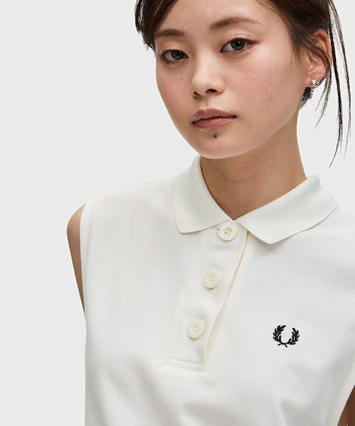 フレッドペリー ポロシャツ ノースリーブ ホワイト M Sleeveless Polo Shirt／ノースリーブポロシャツ（ポロシャツ