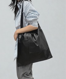 U 遊(ユウ)の【U/遊】ゴートレザーギャザーTOTEBAG /山羊革 /本革(トートバッグ)
