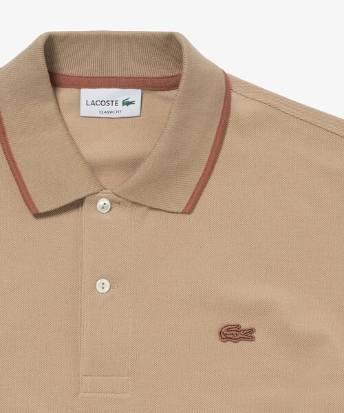 LACOSTE(ラコステ)の「スリーブネームパッチ 配色ライン鹿の子地ポロシャツ(ポロシャツ・メンズ・グレイッシュブルー/ブラウン/ダークブルー・2/3/5/4)」の8枚目の写真