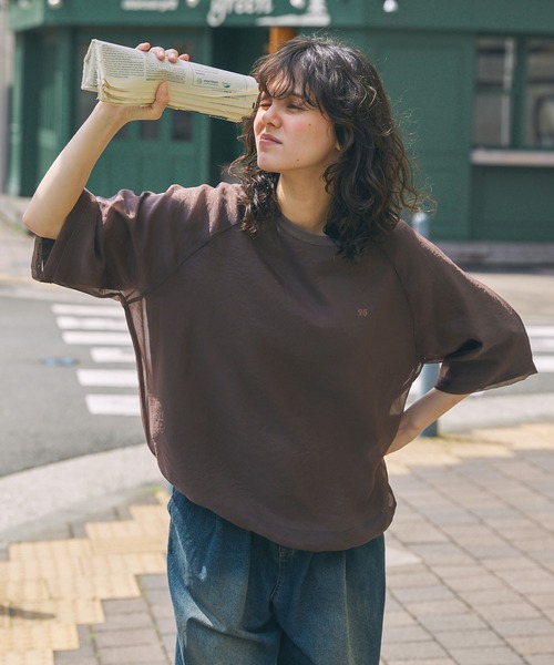 らくたろう様 ナンバリング刺繍 ドローコード付き シアーレイヤードTシャツ