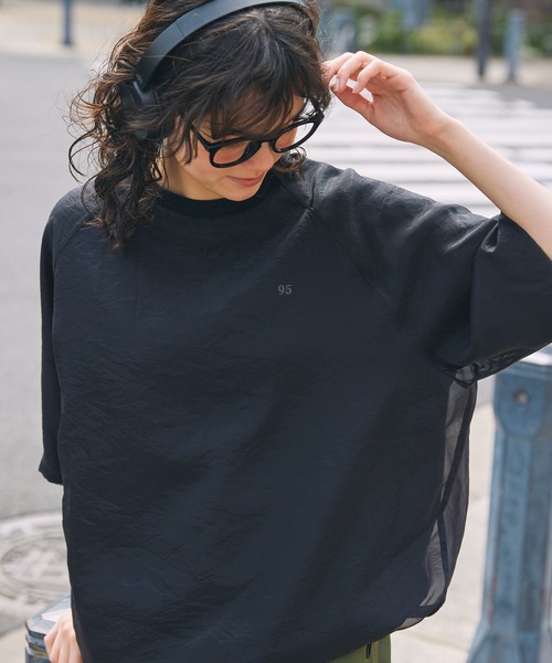 MONO-MART LADY'S(モノマートレディース)の「ナンバリング刺繍 ドローコード付き シアーレイヤードTシャツ(Tシャツ/カットソー・レディース・ブラック/オフホワイト/ネイビー/ブラウン・FREE)」の19枚目の写真