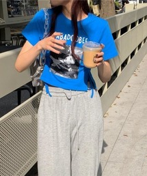 サイドドローコードでシルエット自在♪トレンド感たっぷりのフォトプリントTシャツ