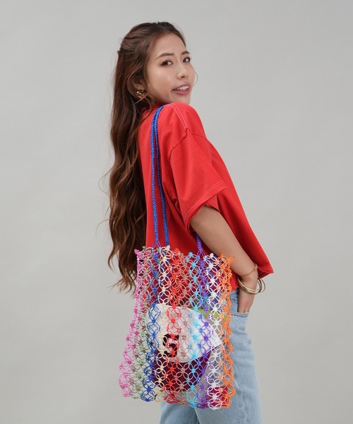 ムラサキスポーツ(ムラサキスポーツ)の「Lila&Fleur/リラアンドフルール トートバッグ Always Bag メッシュ RF064(トートバッグ・レディース・パープル系/マルチ/オレンジ系/ピンク系/グリーン系・FREE)」の5枚目の写真
