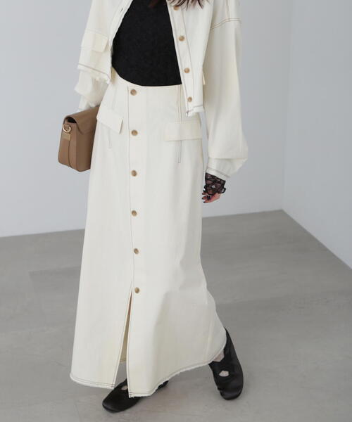 FREE'S MART(フリーズマート)の「【3サイズ展開XS-M】〈セットアップ対応〉アクセントボタンフレアスカート【低身長サイズ有】(スカート・レディース・ベージュ/ホワイト・X-SMALL/SMALL/MEDIUM)」の9枚目の写真