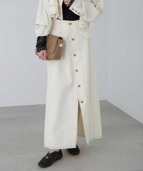 FREE'S MART(フリーズマート)の「【3サイズ展開XS-M】〈セットアップ対応〉アクセントボタンフレアスカート【低身長サイズ有】(スカート・レディース・ベージュ/ホワイト・X-SMALL/SMALL/MEDIUM)」の10枚目の写真