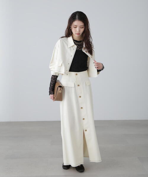 FREE'S MART(フリーズマート)の「【3サイズ展開XS-M】〈セットアップ対応〉アクセントボタンフレアスカート【低身長サイズ有】(スカート・レディース・ベージュ/ホワイト・X-SMALL/SMALL/MEDIUM)」の11枚目の写真