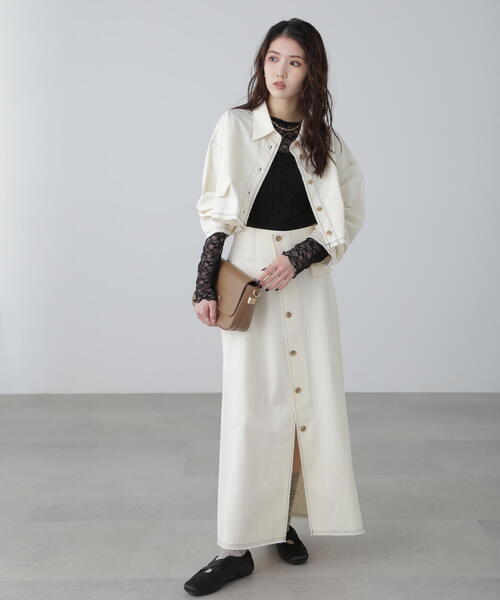 FREE'S MART(フリーズマート)の「【3サイズ展開XS-M】〈セットアップ対応〉アクセントボタンフレアスカート【低身長サイズ有】(スカート・レディース・ベージュ/ホワイト・X-SMALL/SMALL/MEDIUM)」の12枚目の写真