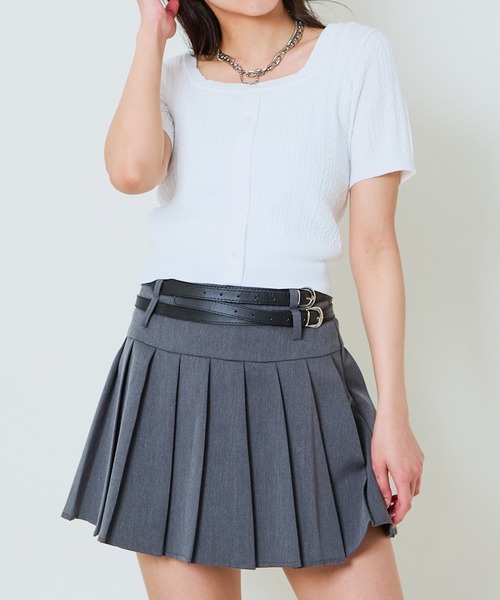 GORGE(ゴージ)の「《リボンタイ風×半袖ニット》レディース クロップドプルオーバー コンパクト ショート丈 春夏秋(ニット/セーター・レディース・オフホワイト/グレー/ブラック・F)」の10枚目の写真
