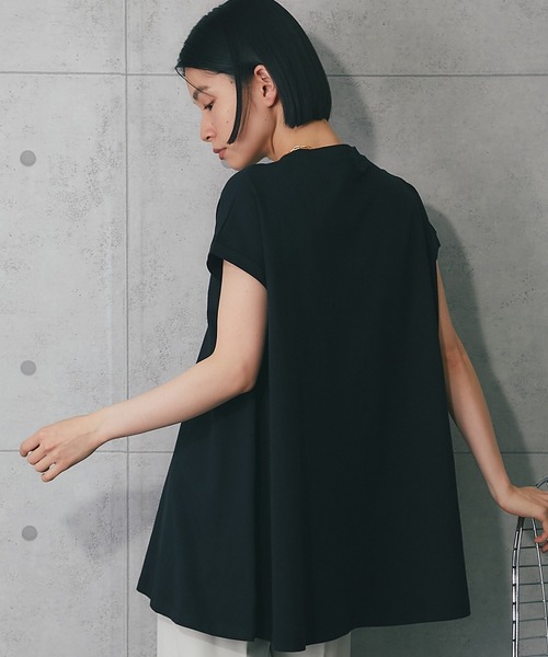 ANOTHER S(アナザーエス)の「接触冷感・イージーケアフレンチ袖フレアラインTシャツ(Tシャツ/カットソー・レディース・ブラック/オフホワイト/チャコールグレー・M)」の3枚目の写真