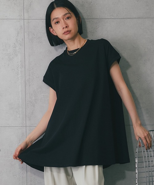 ANOTHER S(アナザーエス)の「接触冷感・イージーケアフレンチ袖フレアラインTシャツ(Tシャツ/カットソー・レディース・ブラック/オフホワイト/チャコールグレー・M)」の12枚目の写真