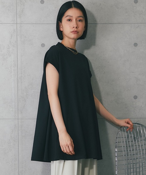 ANOTHER S(アナザーエス)の「接触冷感・イージーケアフレンチ袖フレアラインTシャツ(Tシャツ/カットソー・レディース・ブラック/オフホワイト/チャコールグレー・M)」の8枚目の写真