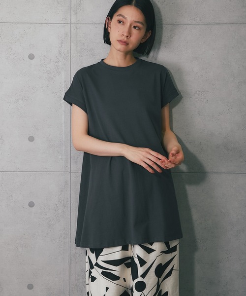 ANOTHER S(アナザーエス)の「接触冷感・イージーケアフレンチ袖フレアラインTシャツ(Tシャツ/カットソー・レディース・ブラック/オフホワイト/チャコールグレー・M)」の15枚目の写真