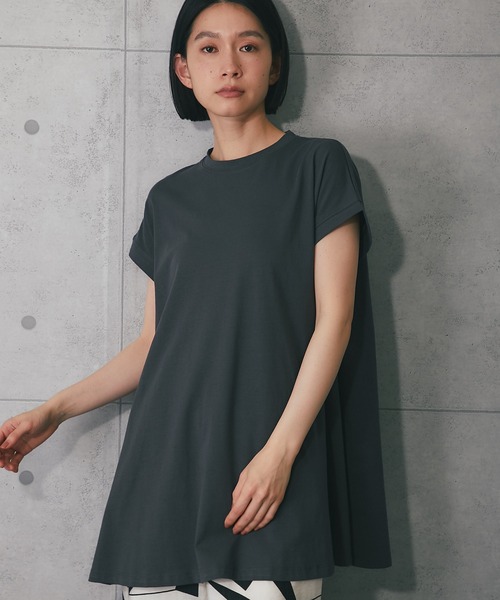 ANOTHER S(アナザーエス)の「接触冷感・イージーケアフレンチ袖フレアラインTシャツ(Tシャツ/カットソー・レディース・ブラック/オフホワイト/チャコールグレー・M)」の14枚目の写真