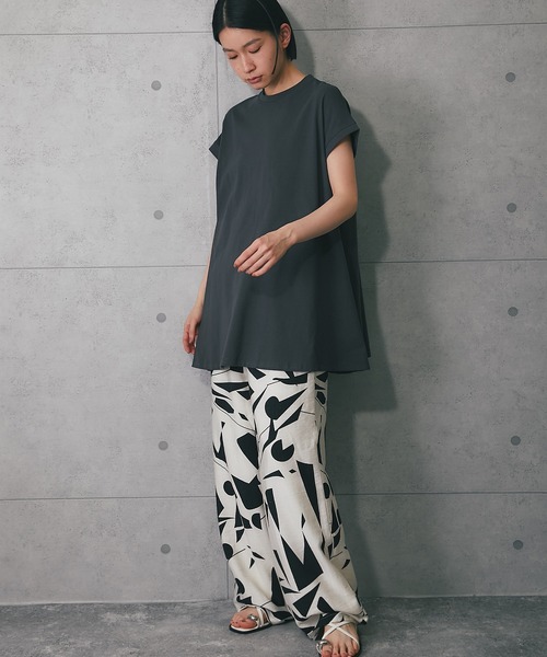 ANOTHER S(アナザーエス)の「接触冷感・イージーケアフレンチ袖フレアラインTシャツ(Tシャツ/カットソー・レディース・ブラック/オフホワイト/チャコールグレー・M)」の13枚目の写真