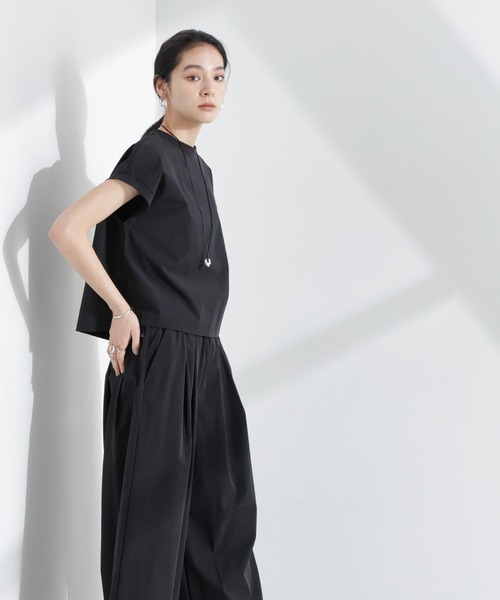 THOUSAND MILE(サウザンドマイル)の「THOUSAND MILE/フレンチスリーブシャツ ワイドパンツセット(ワンピース・レディース・ブラック/チャコール・FREE)」の3枚目の写真