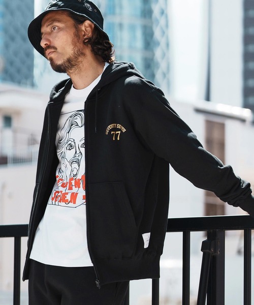 seventy seven(セブンティセブン)の「mpa3771-middle onz zip up sweat hoodie (77arch) ジップアップパーカー(パーカー・メンズ・ネイビー/ブラック×ホワイト/ブラック×ゴールド・S/M/L/XL)」の3枚目の写真