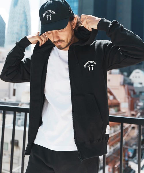 seventy seven(セブンティセブン)の「mpa3771-middle onz zip up sweat hoodie (77arch) ジップアップパーカー(パーカー・メンズ・ネイビー/ブラック×ホワイト/ブラック×ゴールド・S/M/L/XL)」の5枚目の写真