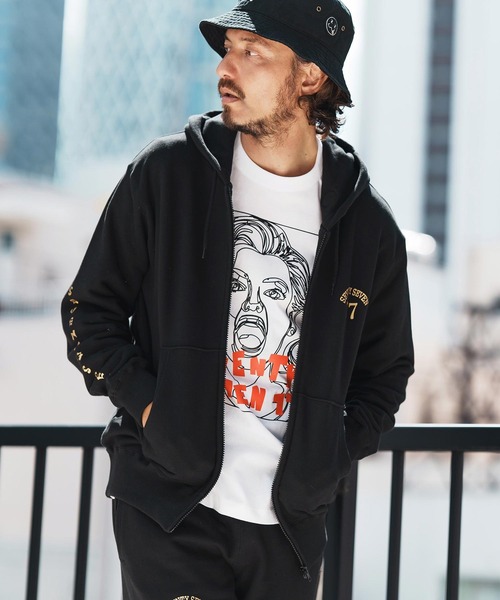 seventy seven(セブンティセブン)の「mpa3771-middle onz zip up sweat hoodie (77arch) ジップアップパーカー(パーカー・メンズ・ネイビー/ブラック×ホワイト/ブラック×ゴールド・S/M/L/XL)」の8枚目の写真