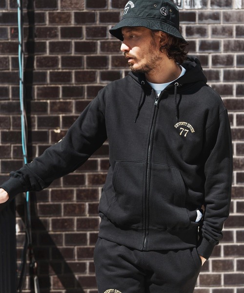 seventy seven(セブンティセブン)の「mpa3771-middle onz zip up sweat hoodie (77arch) ジップアップパーカー(パーカー・メンズ・ネイビー/ブラック×ホワイト/ブラック×ゴールド・S/M/L/XL)」の10枚目の写真