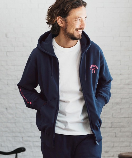 seventy seven(セブンティセブン)の「mpa3771-middle onz zip up sweat hoodie (77arch) ジップアップパーカー(パーカー・メンズ・ネイビー/ブラック×ホワイト/ブラック×ゴールド・S/M/L/XL)」の15枚目の写真