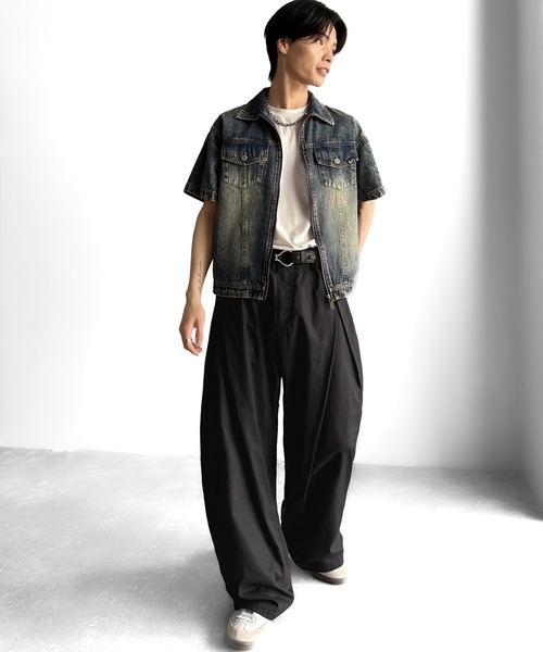 Classical Origin（クラシカルオリジン）の「綿100％ダブルタックデザインバックポケットワイドスラックス／Double Tuck Design Back Pocket Wide Slacks（スラックス・メンズ・チャコールグレー/ブラック・MEDIUM/LARGE/SMALL）」の20枚目の写真
